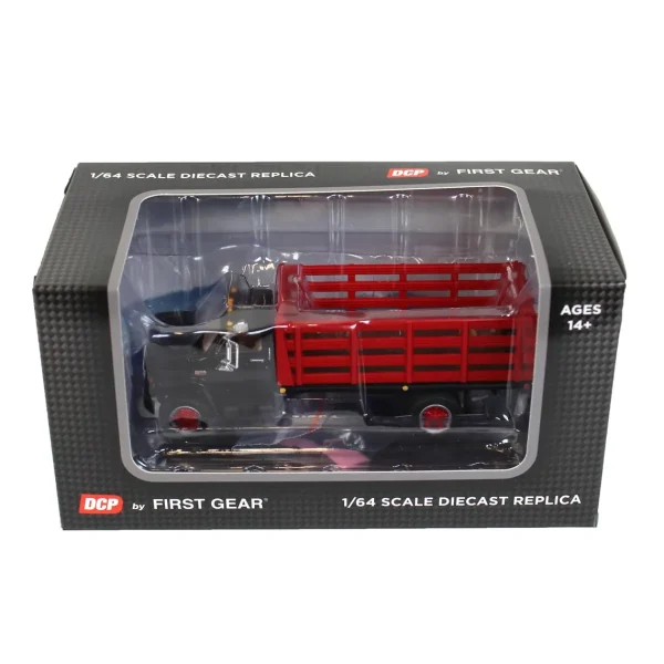 Manufacturer_First Gear, Inc. Tow & Straight Trucks<1/64 GMC 6500 Stake Bed, Black with Red Stakes, First Gear Exclusive