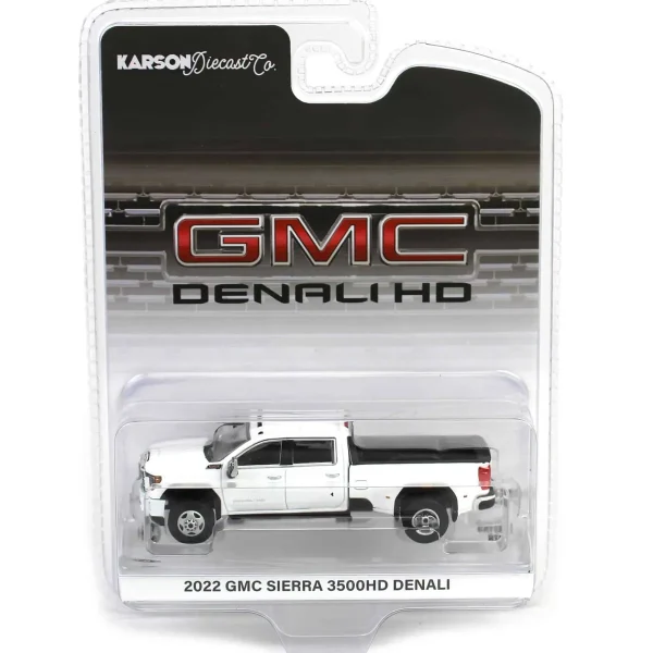 Manufacturer_Greenlight Collectibles Pickup Trucks<1/64 2022 GMC Sierra 3500 Denali Dually, White Frost, Karson Diecast Exclusive