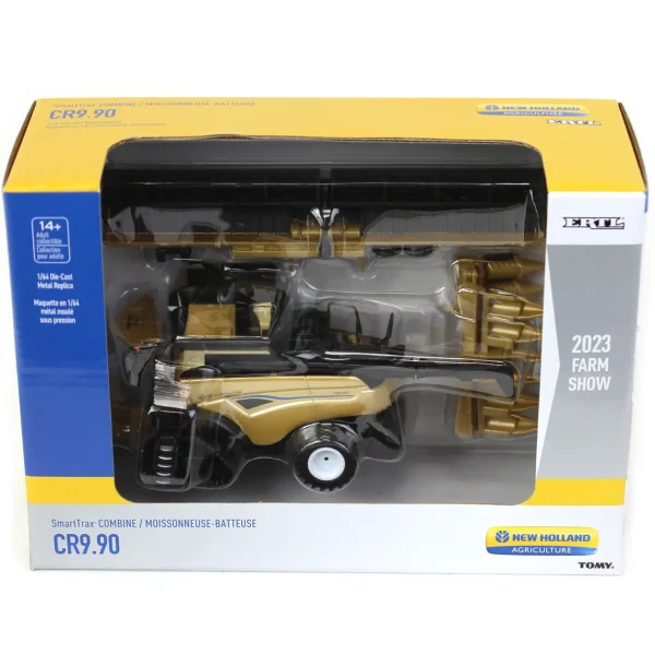 Manufacturer_ERTL Combines & Harvesters<Gold Painted Chase Unit ~ 1/64 New Holland CR9.90 Tracked Combine w/ Corn & Grain Heads, 2023 Farm Show