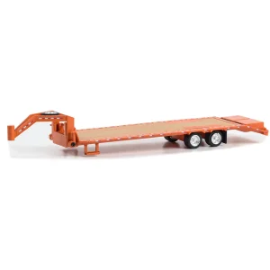 Manufacturer_Greenlight Collectibles Agricultural Trucks<1/64 Gooseneck Trailer, Orange with Red & White Conspicuity Stripes, Hobby Exclusive