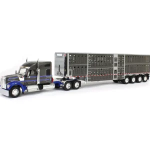 Manufacturer_DCP by First Gear Agricultural Trucks<1/64 Gray & Blue Kenworth W990 with Wilson Silverstar Livestock Trailer, DCP by First Gear