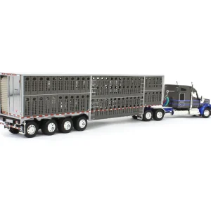 Manufacturer_DCP by First Gear Agricultural Trucks<1/64 Gray & Blue Kenworth W990 with Wilson Silverstar Livestock Trailer, DCP by First Gear