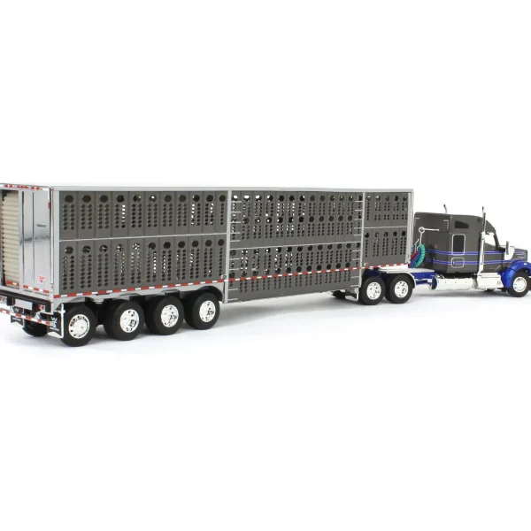 Manufacturer_DCP by First Gear Agricultural Trucks<1/64 Gray & Blue Kenworth W990 with Wilson Silverstar Livestock Trailer, DCP by First Gear