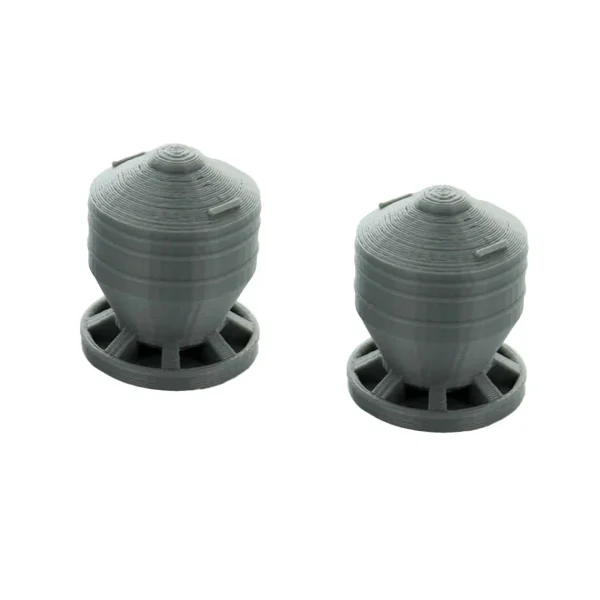 Outback Toys 3D Print & Small Accessories<1/64 Gray Pig Feeders, 2 Pack, 3D Printed