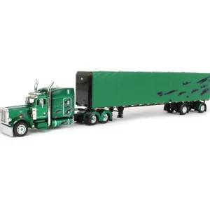 Manufacturer_DCP by First Gear Box Trucks & Trailers<1/64 Green & Black Peterbilt 359 63in Mid-Roof Sleeper w/ 53ft Utility Roll Tarp Trailer, DCP by First Gear