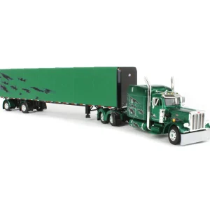 Manufacturer_DCP by First Gear Box Trucks & Trailers<1/64 Green & Black Peterbilt 359 63in Mid-Roof Sleeper w/ 53ft Utility Roll Tarp Trailer, DCP by First Gear