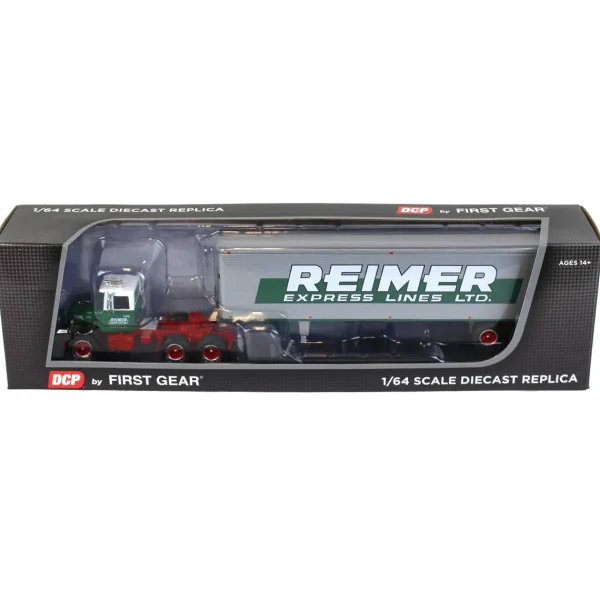 Manufacturer_DCP by First Gear Box Trucks & Trailers<1/64 Green & Red Ford LN9000 with 40' Trailer, Reimer Express Lines, DCP by First Gear