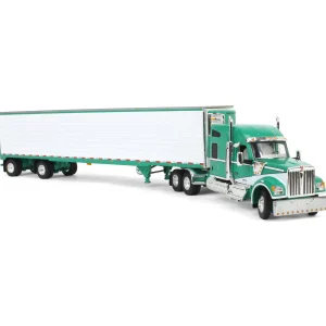Manufacturer_DCP by First Gear Box Trucks & Trailers<1/64 Green & White Kenworth W990 with Spread Axle Reefer Trailer, DCP by First Gear