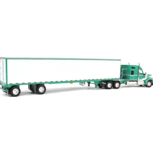 Manufacturer_DCP by First Gear Box Trucks & Trailers<1/64 Green & White Kenworth W990 with Spread Axle Reefer Trailer, DCP by First Gear