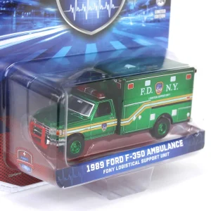 Manufacturer_Greenlight Collectibles Cars & Suvs | Emergency Vehicles<Green Chrome Chase Unit ~ 1/64 1989 Ford F-350 Ambulance - FDNY Logistical Support Unit, First Responders, Hobby Exclusive
