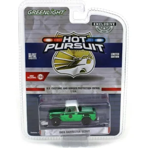 Manufacturer_Greenlight Collectibles Cars & Suvs<Green Chrome Super Chase ~ 1/64 1969 Harvester Scout Half Cab, US Customs & Border Patrol, Hot Pursuit Special Edition