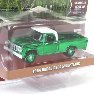Manufacturer_Greenlight Collectibles Pickup Trucks<Green Chrome Super Chase ~ 1/64 1964 Dodge D-200 Sweptline, Turf Green & White, Down on the Farm Series 10