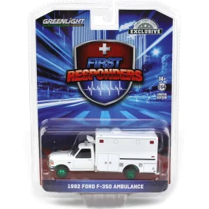 Manufacturer_Greenlight Collectibles Emergency Vehicles<Green Machine ~ 1/64 1992 Ford F-350 Ambulance, White, Hobby Exclusive
