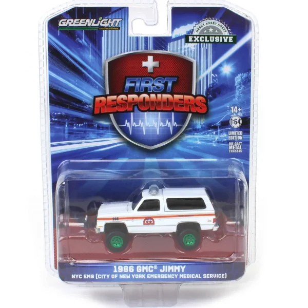 Manufacturer_Greenlight Collectibles Emergency Vehicles<Green Machine ~ 1/64 1986 GMC Jimmy, NYC EMS First Responders, Hobby Exclusive