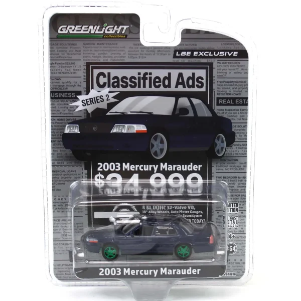 Manufacturer_Greenlight Collectibles Cars & Suvs<Green Machine ~ 1/64 2003 Mercury Marauder, Blue, Classified Ads Series 2, LBE Exclusive