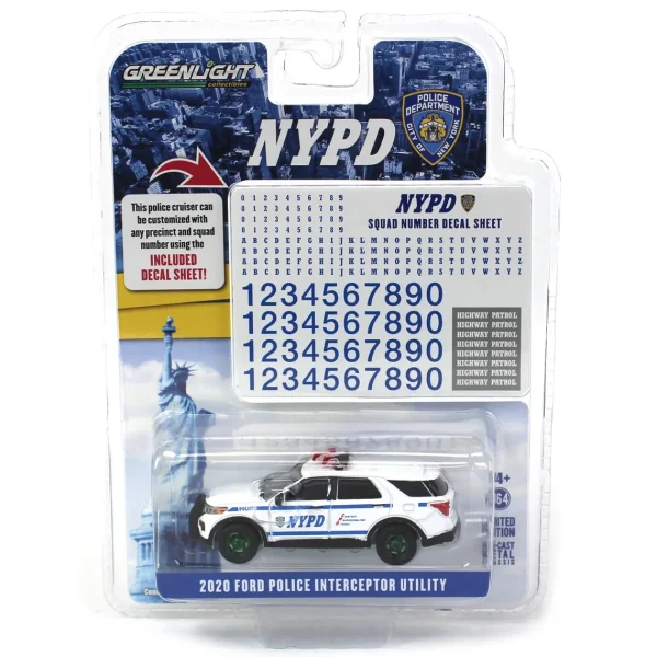 Manufacturer_Greenlight Collectibles Emergency Vehicles<Green Machine ~ 1/64 2020 NYPD Ford Police Interceptor Utility, Hot Pursuit, Hobby Exclusive