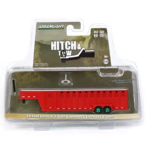 Manufacturer_Greenlight Collectibles Agricultural Trucks<Green Machine ~ 1/64 26ft Vertical Three Hole Gooseneck Trailer, Red, Hitch & Tow Trailers