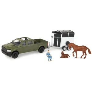 Manufacturer_ERTL Agricultural Trucks | Pickup Trucks<1/32 Green Pickup Truck 5-Piece Horse Trailer Set