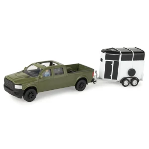 Manufacturer_ERTL Agricultural Trucks | Pickup Trucks<1/32 Green Pickup Truck 5-Piece Horse Trailer Set