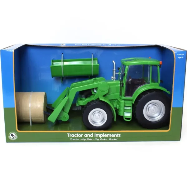 Manufacturer_Big Country Toys Big Country Toys<1/20 Green Tractor with Loader Bucket, Bale and Bale Forks by Big Country Toys
