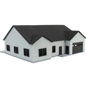 Outback Toys 3D Print & Small Accessories<1/64 Grey & Black “The Ranch” Farm House w/ Opening Garage & Back Deck, 3D Printed