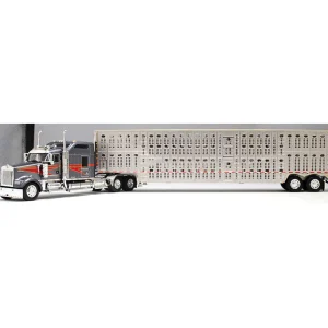 Manufacturer_DCP by First Gear Agricultural Trucks<1/64 Gunmetal Gray Kenworth W900L Tandem Axle w/ Tandem Axle Wilson Livestock Trailer, DCP by First Gear