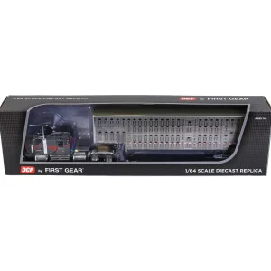 Manufacturer_DCP by First Gear Agricultural Trucks<1/64 Gunmetal Gray Kenworth W900L Tandem Axle w/ Tandem Axle Wilson Livestock Trailer, DCP by First Gear