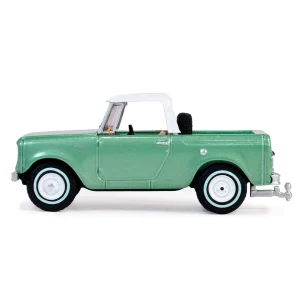 Manufacturer_Greenlight Collectibles Cars & Suvs<1/64 1965 Harvester Scout Half Cab Pickup, Aspen Green, Blue Collar Series 13