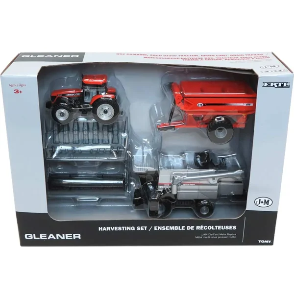 Manufacturer_ERTL Combines & Harvesters<1/64 Harvesting Set with Gleaner C62 Combine, AGCO DT200 Tractor & J&M 875 Grain Cart