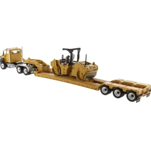 Manufacturer_Diecast Masters Lowboys & Flatbeds<1/50 High Detail CAT CT660 Day Cab Tractor & XL 120 Low-Profile HDG Trailer with CAT CB-534D XW Vib