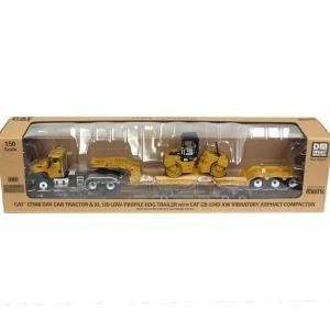 Manufacturer_Diecast Masters Lowboys & Flatbeds<1/50 High Detail CAT CT660 Day Cab Tractor & XL 120 Low-Profile HDG Trailer with CAT CB-534D XW Vib