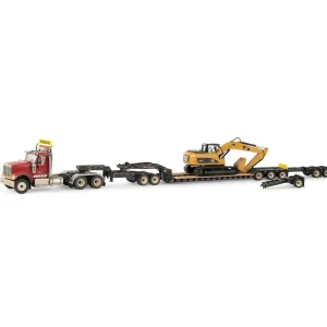 Manufacturer_Diecast Masters Lowboys & Flatbeds<1/50 High Detail International HX520 Tandem Tractor w/ XL 120 HDG Trailer & Dusty CAT 320 DL Excavator