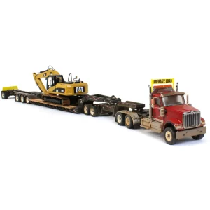 Manufacturer_Diecast Masters Lowboys & Flatbeds<1/50 High Detail International HX520 Tandem Tractor w/ XL 120 HDG Trailer & Dusty CAT 320 DL Excavator