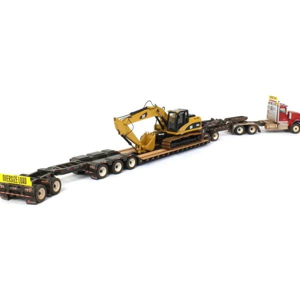 Manufacturer_Diecast Masters Lowboys & Flatbeds<1/50 High Detail International HX520 Tandem Tractor w/ XL 120 HDG Trailer & Dusty CAT 320 DL Excavator