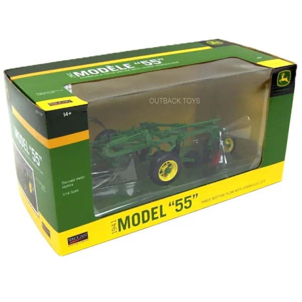 Manufacturer_SpecCast Implements<1/16 High Detail John Deere #55 3 Bottom Plow with Rubber Tires