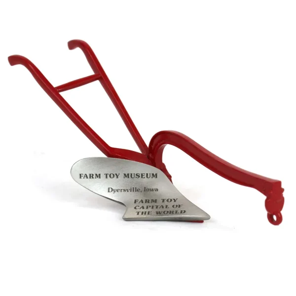 Manufacturer_SpecCast Implements<Historic One Bottom Red Frame Walking Plow, Farm Toy Museum