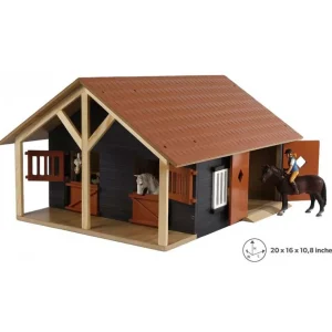 Outback Toys Wooden Barns & Large Accessories<1/24 Horse Stable with 2 Stalls and Storage Room