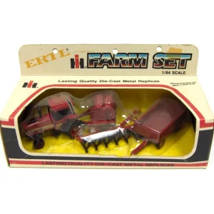 Manufacturer_ERTL Implements<1/64 IH Farm Set with 5088, Barge Wagon, 6 Bottom Plow & Round Baler