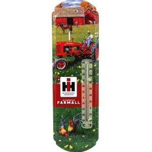 Outback Toys Outdoor<IH Farmall C Tractor in Farm Scene Metal Thermometer, 5.125in x 17.375in