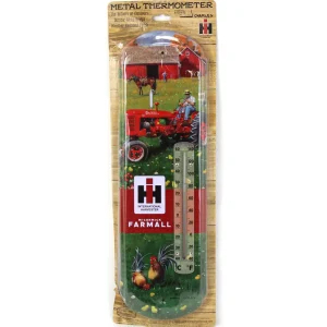Outback Toys Outdoor<IH Farmall C Tractor in Farm Scene Metal Thermometer, 5.125in x 17.375in