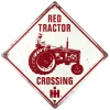 Outback Toys Branded Signs<IH Farmall Distressed Vintage Red Tractor Crossing Tin Sign, 14in x 14in