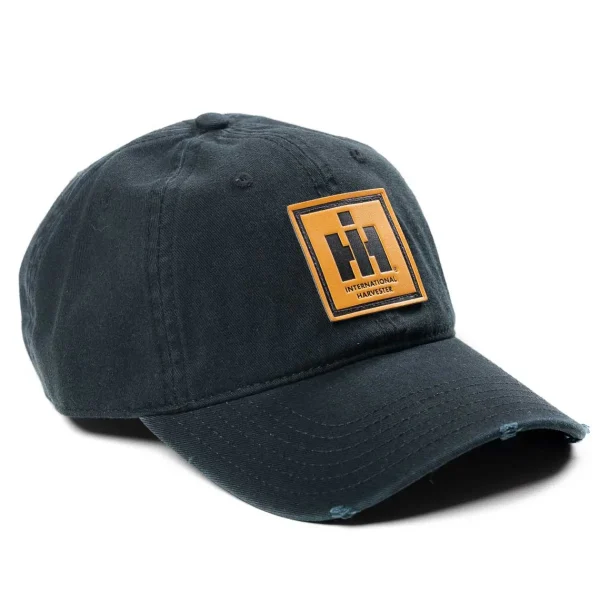 Outback Toys Ih Farmall<IH Leather Emblem Black Distressed Hat