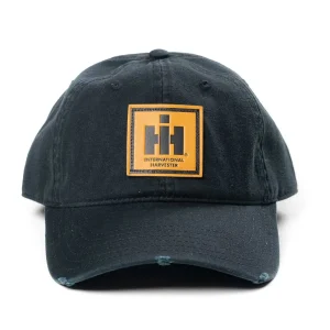 Outback Toys Ih Farmall<IH Leather Emblem Black Distressed Hat
