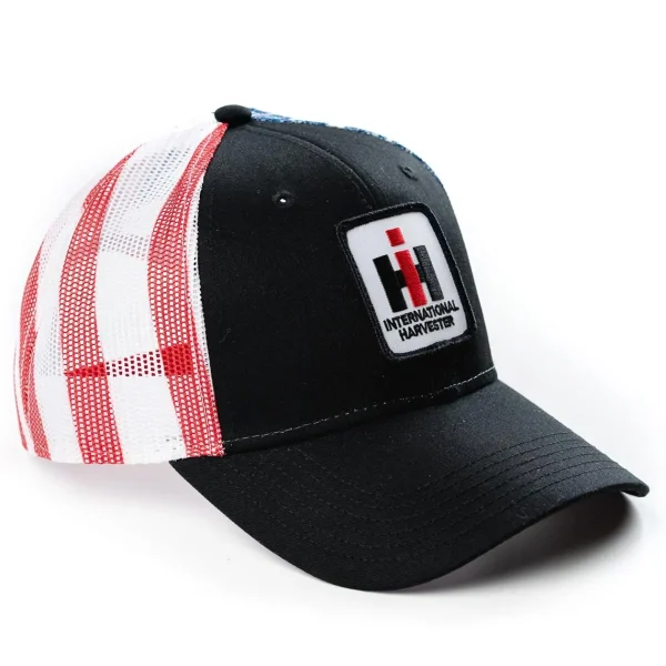Outback Toys Ih Farmall<IH Logo Black Hat with US Flag Mesh Back