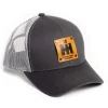Outback Toys Ih Farmall<IH Logo Leather Riveted Emblem Gray Cap with White Mesh