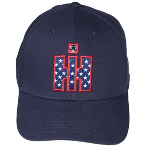 Outback Toys Case Ih & Ji Case<IH Logo Navy Blue Baseball Cap with American Flag Star-Filled IH Logo