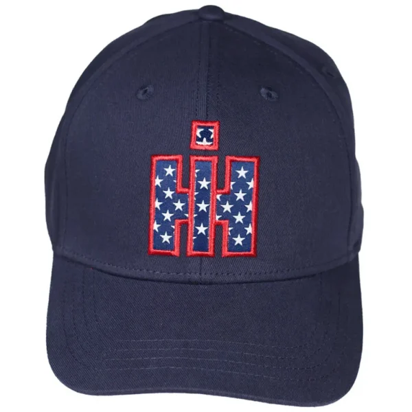 Outback Toys Case Ih & Ji Case<IH Logo Navy Blue Baseball Cap with American Flag Star-Filled IH Logo