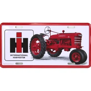 Outback Toys Tools & Auto<IH Logo with IH Farmall H Tractor Metal License Plate, 11.875in x 6in