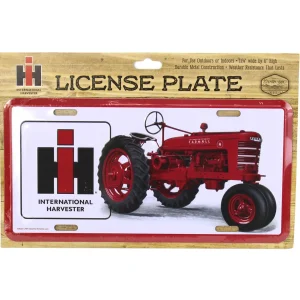 Outback Toys Tools & Auto<IH Logo with IH Farmall H Tractor Metal License Plate, 11.875in x 6in