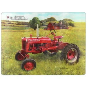 Outback Toys Kitchen<IH McCormick Farmall Cub Tractor in Field Glass Cutting Board, 15.5in x 11.75in